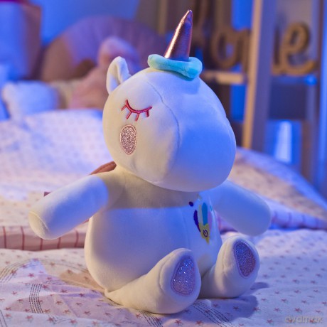Magic Dreamlight Light-Up White Unicorn, Multicoloured and Glow in the Dark, Calming and Cuddly Sleep Aid for Kids, Soothing Music, Suitable for Ages 10M+