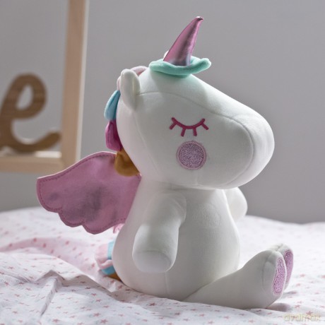 Magic Dreamlight Light-Up White Unicorn, Multicoloured and Glow in the Dark, Calming and Cuddly Sleep Aid for Kids, Soothing Music, Suitable for Ages 10M+