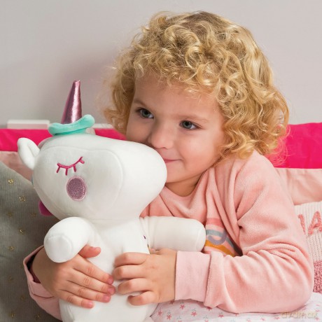 Magic Dreamlight Light-Up White Unicorn, Multicoloured and Glow in the Dark, Calming and Cuddly Sleep Aid for Kids, Soothing Music, Suitable for Ages 10M+