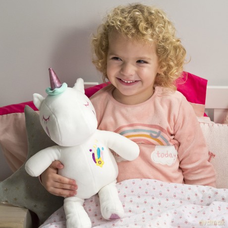 Magic Dreamlight Light-Up White Unicorn, Multicoloured and Glow in the Dark, Calming and Cuddly Sleep Aid for Kids, Soothing Music, Suitable for Ages 10M+
