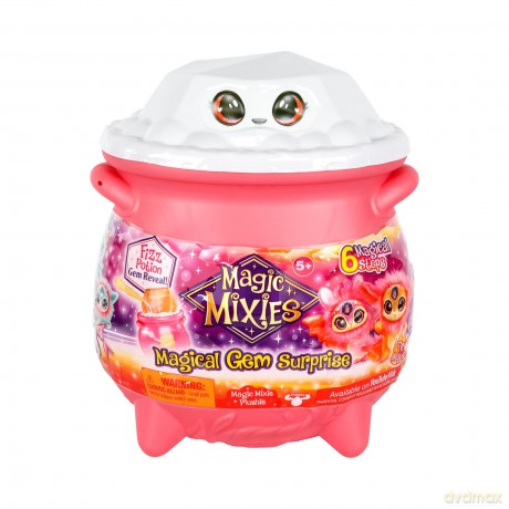Magic Mixies Magical Gem Surprise Fire Magic Cauldron - Reveal a Non-Electronic Mixie Plushie and Magic Ring with a pop up reveal from the Fizzing Cauldron