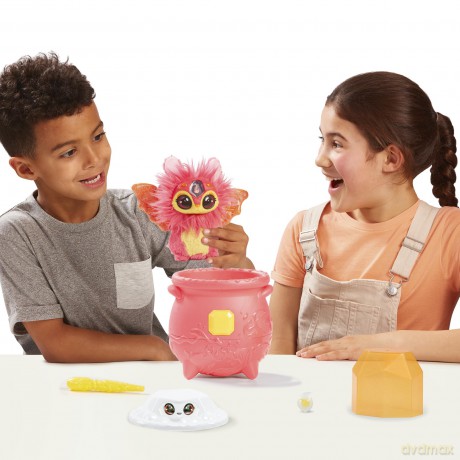 Magic Mixies Magical Gem Surprise Fire Magic Cauldron - Reveal a Non-Electronic Mixie Plushie and Magic Ring with a pop up reveal from the Fizzing Cauldron