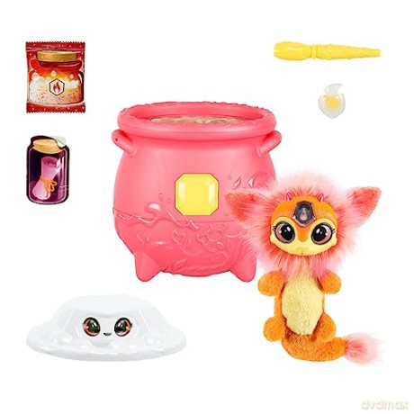 Magic Mixies Magical Gem Surprise Fire Magic Cauldron - Reveal a Non-Electronic Mixie Plushie and Magic Ring with a pop up reveal from the Fizzing Cauldron