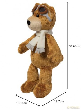 Manhattan Toy Aviator Bear Stuffed Animal Toy, Brown/Grey/Black,Medium