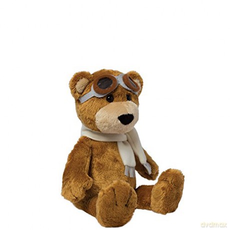 Manhattan Toy Aviator Bear Stuffed Animal Toy, Brown/Grey/Black,Medium