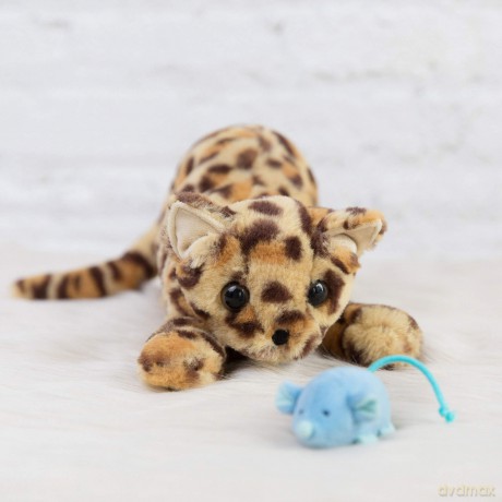 Manhattan Toy Loki Leopard Stuffed Animal Cat Front Paws and Magnetic Mouse Toy