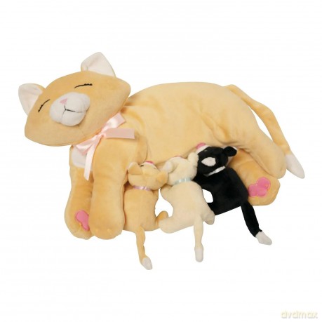 Manhattan Toy Nursing Nina Nurturing Cat Stuffed Animal with Plush Kittens,Orange,25.4cm