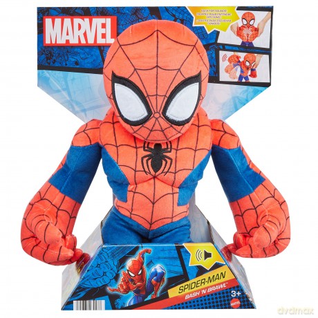 Marvel Bash 'n Brawl Spider-Man Plush, 12-inch Character Figure with Motion-Activated Sound & Over-sized Hands, Collectible Gift for Kids & Fans Ages 3 Years Old & Up, HHK87