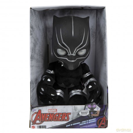 Marvel Black Panther Heart of Wakanda Plush Figure with Lights and Sounds, Black Panther Soft Doll for Fans and Collectors, HJM24