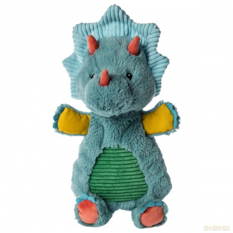 Mary Meyer Pebblesaurus Lovey Soft Toy, 33-Centimetres, Blue Triceratops Dinosaur