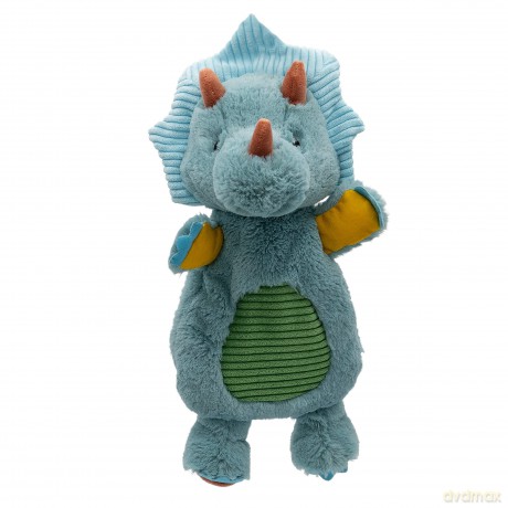 Mary Meyer Pebblesaurus Lovey Soft Toy, 33-Centimetres, Blue Triceratops Dinosaur