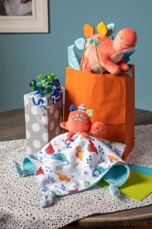 Mary Meyer Pebblesaurus Stuffed Animal Soft Toy, 25.4-Centimetres, Coral Dinosaur