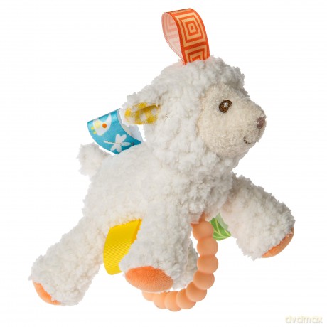 Mary Meyer Taggies Soft Baby Rattle with Teether Ring and Sensory Tags, 12.7 cm, Sherbet Lamb