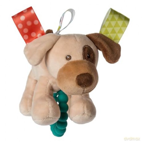 Mary Meyer Taggies Soft Baby Rattle with Teether Ring and Sensory Tags, 15.24 cm, Buddy Dog