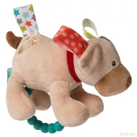 Mary Meyer Taggies Soft Baby Rattle with Teether Ring and Sensory Tags, 15.24 cm, Buddy Dog