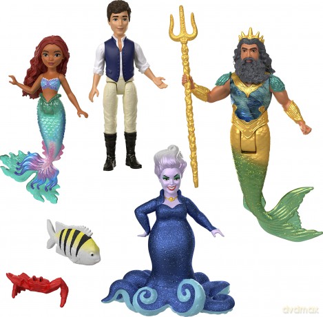 Mattel Disney The Little Mermaid Ariels Adventures Story Set with 4 Small Dolls and Accessories, Toys Inspired by the Movie, HLX19