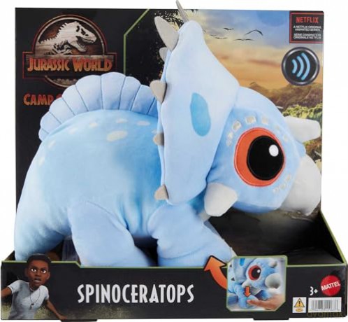 Mattel Jurassic World: Camp Cretaceous Plush Dinosaur Angel, Floppy Soft Toy with Sound, Weighted Feet, Hybrid Herbivore Sino-Spino Species, HMK61, 13 Inch