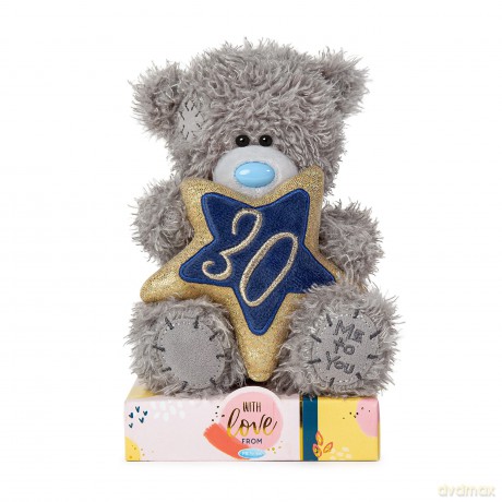 Me To You Bear AP701116 Me To You Me to You Tatty Teddy 30th Birthday Holding a 30 Star-Official Collection, ONE Size, Pink, Black, Gold