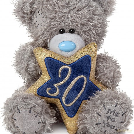 Me To You Bear AP701116 Me To You Me to You Tatty Teddy 30th Birthday Holding a 30 Star-Official Collection, ONE Size, Pink, Black, Gold