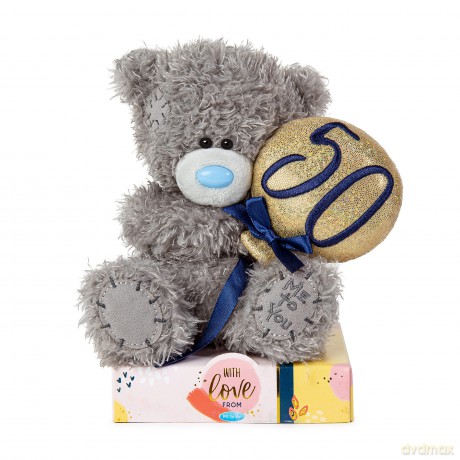 Me to You Tatty Teddy 50th Birthday Bear Holding a 50 Balloon - Official Collection, Grey