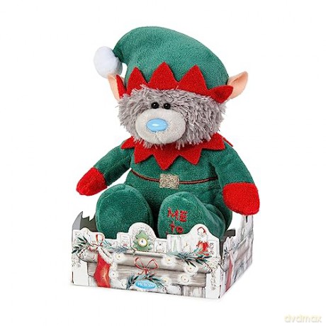 Me to You Tatty Teddy Christmas Elf Bear 13cm High - Official Collection, Blue,green,grey,red