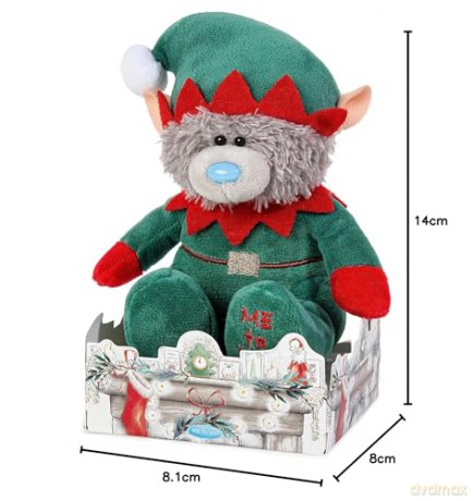Me to You Tatty Teddy Christmas Elf Bear 13cm High - Official Collection, Blue,green,grey,red