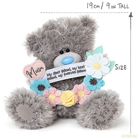 Me to You Tatty Teddy with Flowers and Message for Mum - Official Collection,Blue,grey,silver