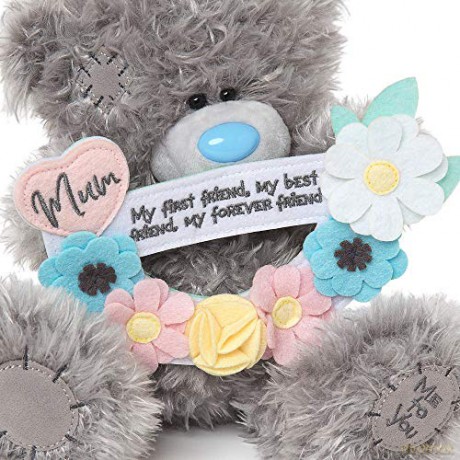 Me to You Tatty Teddy with Flowers and Message for Mum - Official Collection,Blue,grey,silver