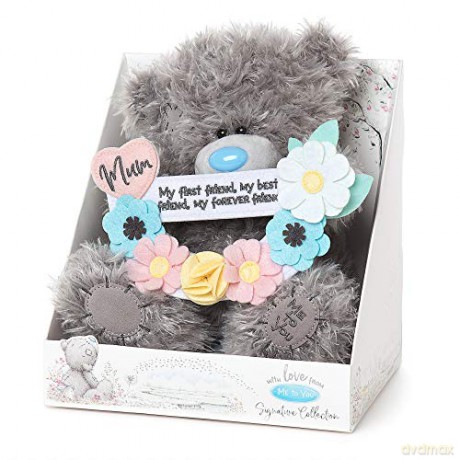 Me to You Tatty Teddy with Flowers and Message for Mum - Official Collection,Blue,grey,silver