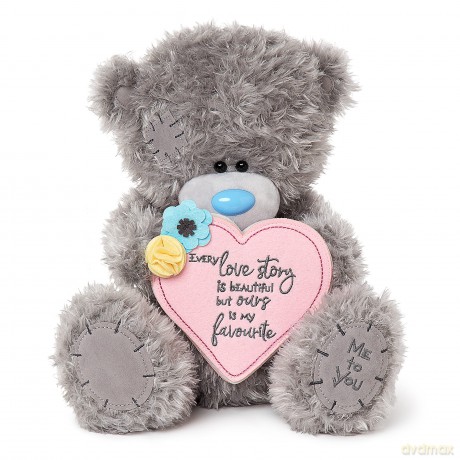 Me to You Tatty Teddy with Heart-Shaped Love Story Book - Official Collection,Blue,grey