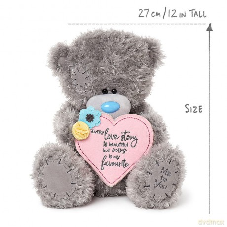 Me to You Tatty Teddy with Heart-Shaped Love Story Book - Official Collection,Blue,grey