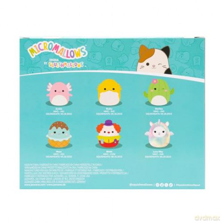 Micromallows Squishmallows Original 6-Pack - Archie Axolotl, Bimbi Clown, Lucy-May Llamapegacorn, Maritza Cactus, Maya Sundae, Rodry Bearded Dragon