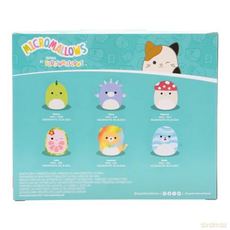 Micromallows Squishmallows Original 6-Pack - Cortez Caterpillar, Dane Dragon, Floyd French Fries, Lena Guava Fruit, Leonard Lion, Noah Seal
