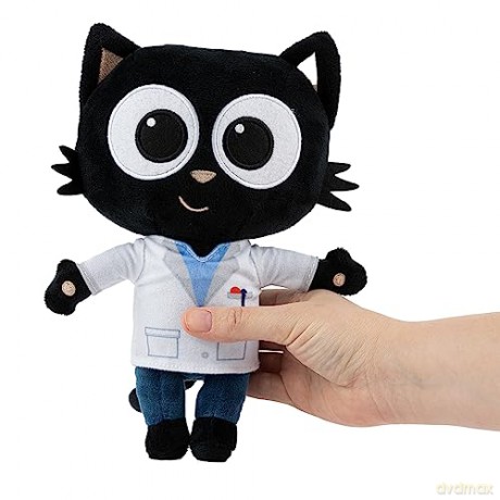 Milo Black Cat Plush Stuffed Animal - 20cm Doctor Milo Soft Toys from the Milo Animated Series | Cute Talking Cat Teddy Bear with Sounds and Phrases | Adorable Cartoon Musical Toys for 1 Year Old