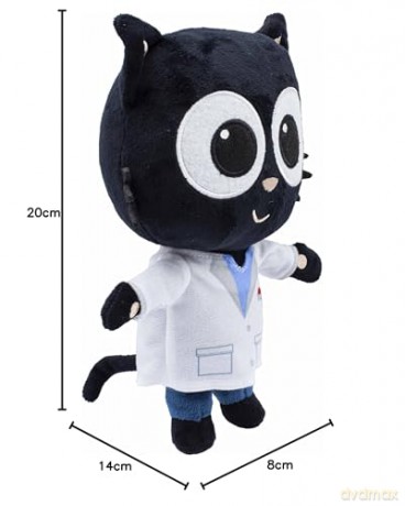 Milo Black Cat Plush Stuffed Animal - 20cm Doctor Milo Soft Toys from the Milo Animated Series | Cute Talking Cat Teddy Bear with Sounds and Phrases | Adorable Cartoon Musical Toys for 1 Year Old