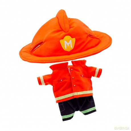 Milo Black Cat Plush Toy - 25cm Amazing Dress Up Milo Soft Toys with Changeable Firefighter Outfit | Interactive Kawaii Plush with Sounds and Phrases | Cute Anime Talking Teddy Bear for Boy and Girl