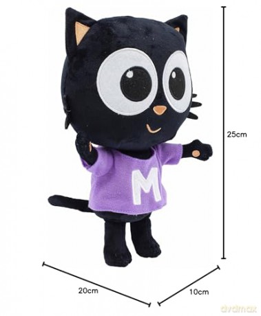 Milo Black Cat Plush Toy - 25cm Amazing Dress Up Milo Soft Toys with Changeable Firefighter Outfit | Interactive Kawaii Plush with Sounds and Phrases | Cute Anime Talking Teddy Bear for Boy and Girl