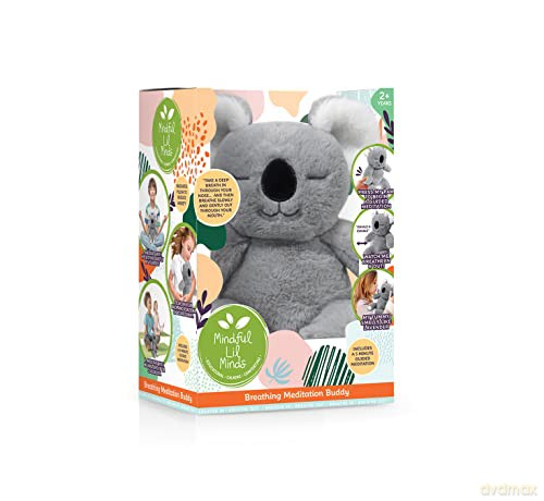 Mindful Lil Minds Breathing Meditation Buddy, Meditation Learning Tool for Kids, Cuddly Anxiety Reducing Toy, Scented and Weighted, Suitable for Ages 3+, Grey