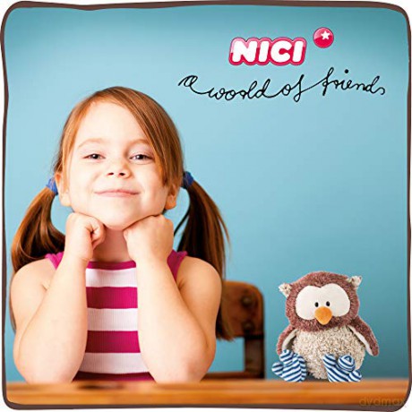 NICI 46092 Plush Cuddly Toy Owl Oscar with turnable Head 35cm, Striped, Brown/Blue
