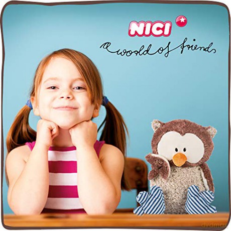 NICI 46093 Plush Cuddly Toy Owl Oscar with turnable Head 50cm, Single, Brown/Blue, 50 cm