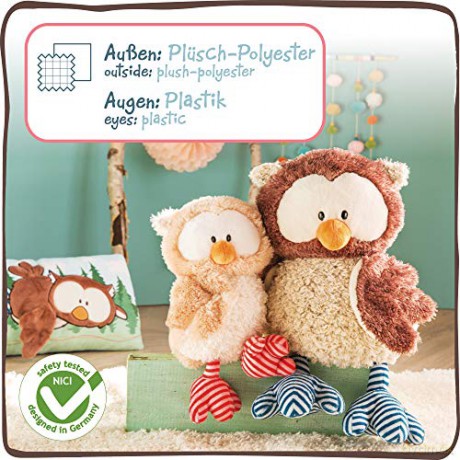 NICI 46097 Cuddly Toy Owl Owluna with turnable Head 50cm, Beige/Pink