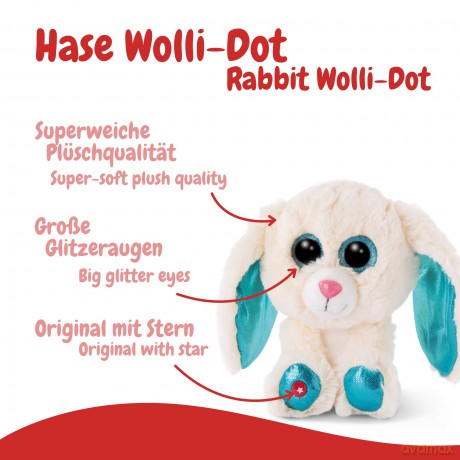 NICI 46617 GluUBSCHIS Bunny GLUBSCHIS Cuddly Soft Toy Rabbit Wolli-Dot 15cm, White, Large
