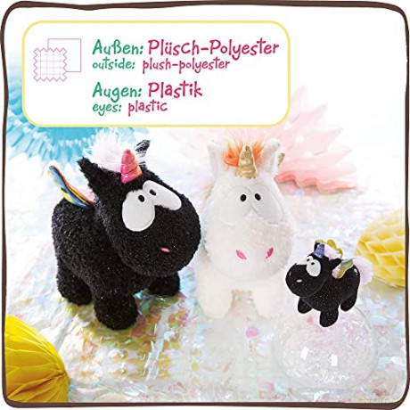 NICI 47376 Cuddly Soft Toy Unicorn Rainbow Yin 22cm, Black/Multi-Coloured, 22 cm