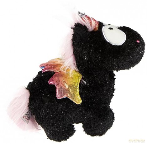 NICI 47376 Cuddly Soft Toy Unicorn Rainbow Yin 22cm, Black/Multi-Coloured, 22 cm