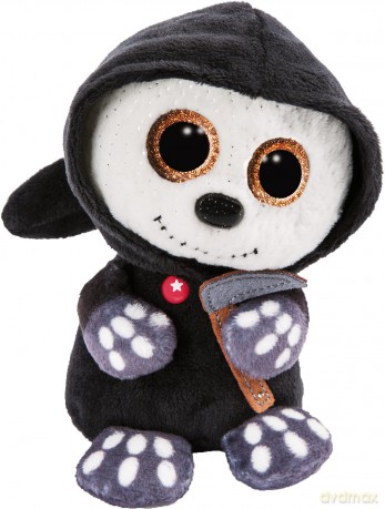 NICI 47549 Original - Glubschis Halloween Grim Reaper Sanito 25 cm-Cuddly Toy with Big, Glittery Eyes-Fluffy Stuffed Animal, Black/White