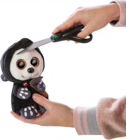 NICI 47549 Original - Glubschis Halloween Grim Reaper Sanito 25 cm-Cuddly Toy with Big, Glittery Eyes-Fluffy Stuffed Animal, Black/White