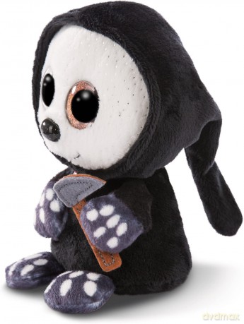 NICI 47549 Original - Glubschis Halloween Grim Reaper Sanito 25 cm-Cuddly Toy with Big, Glittery Eyes-Fluffy Stuffed Animal, Black/White