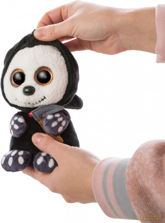 NICI 47549 Original - Glubschis Halloween Grim Reaper Sanito 25 cm-Cuddly Toy with Big, Glittery Eyes-Fluffy Stuffed Animal, Black/White