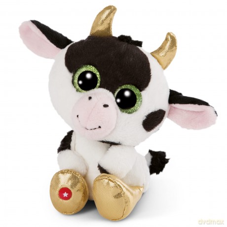 NICI 47668 Esel Original - Glubschis Cow Moolon 25cm - Stuffed Animal with Big, Glittery Eyes - Fluffy Soft Cuddly Toy Lovers, White, 25 cm