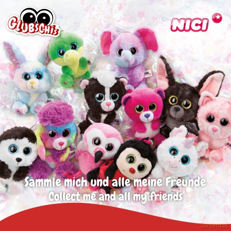 NICI 47668 Esel Original - Glubschis Cow Moolon 25cm - Stuffed Animal with Big, Glittery Eyes - Fluffy Soft Cuddly Toy Lovers, White, 25 cm